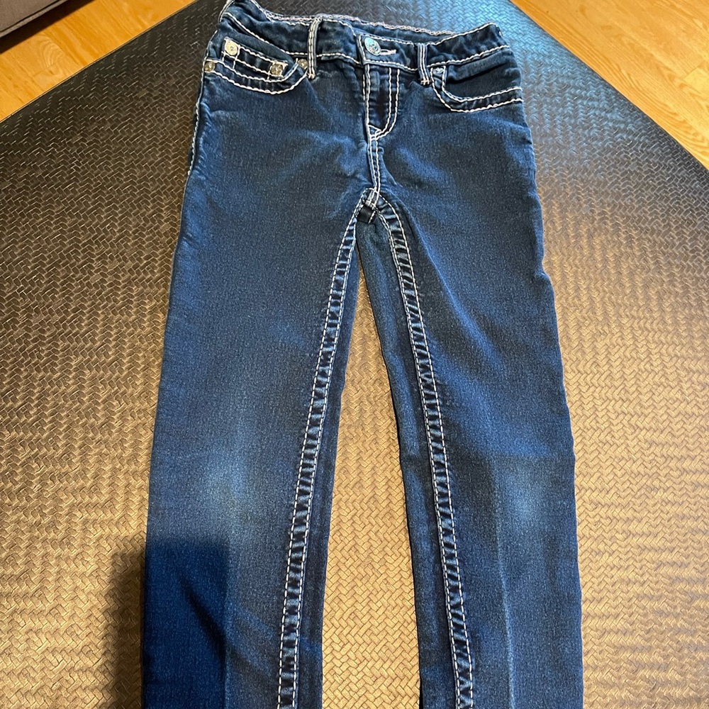 Girls true religion jeans with white stitching size 10